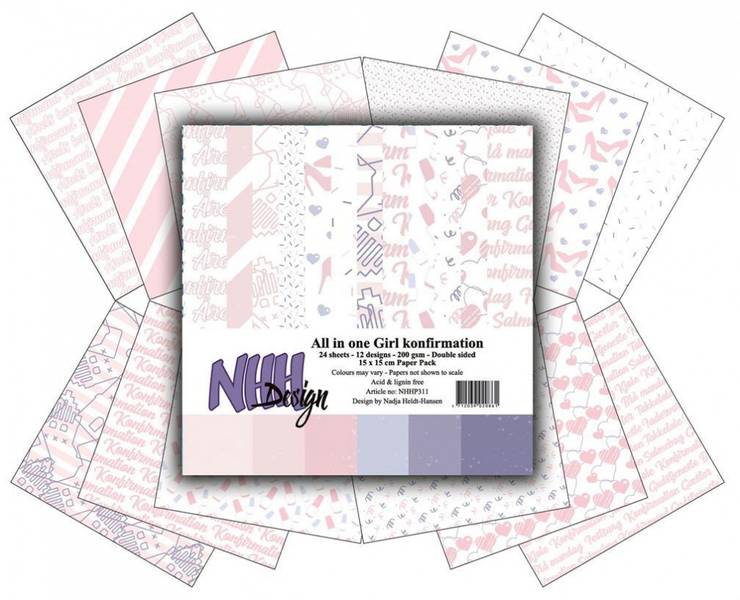 NHH Design - Paper pad 15x15 cm - NHHP311 - Girl Konfirmation