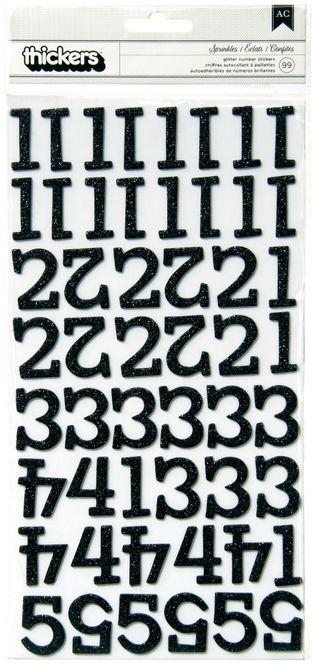 Hovedbilde Thickers - 53080 - Glitter Chipboard - Numbers - Black - Sprinkl