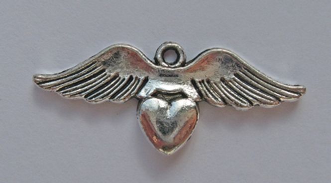 Hovedbilde Charms - Hjerte m/ vinger - sølv - 6 stk