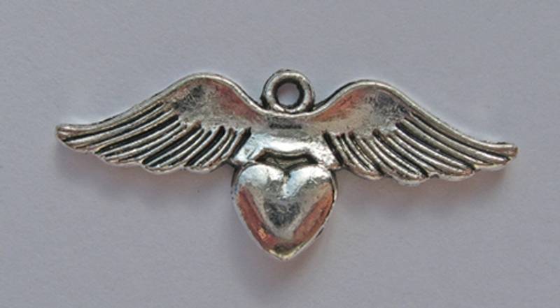 Charms - Hjerte m/ vinger - sølv - 6 stk