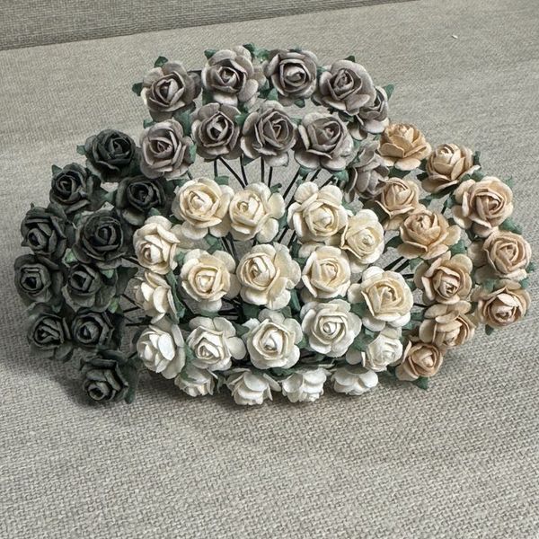 Papirdesign - Roser - 1,2cm - Beige / Grå miks