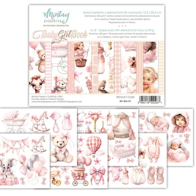 Hovedbilde Mintay - 6x8 paper pad - Baby Girl 01