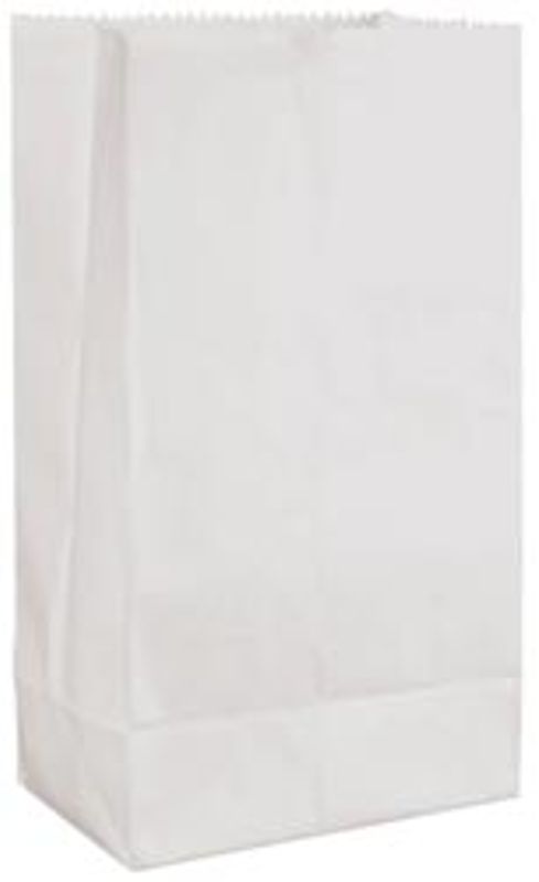 Papirpose med bunn -  8,9 x 6,5 cm - H: 16,5 cm - Hvit - 10 stk