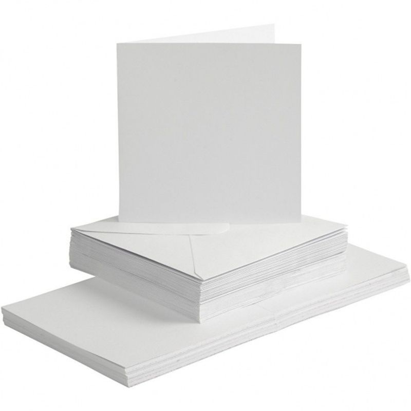 CCH - Kort og konvolutter 15x15 - 50 stk - Hvit