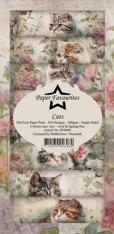 Paper Favourites - SlimLine Paper Pad - PFS090 - Cats