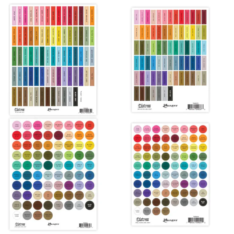  Tim Holtz -  Label Sheet for Distress -  Assorted set 4pk - Black printing