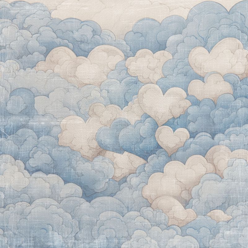 Reprint - 12x12 - RP0727 - Happiness - Blue heart cloud