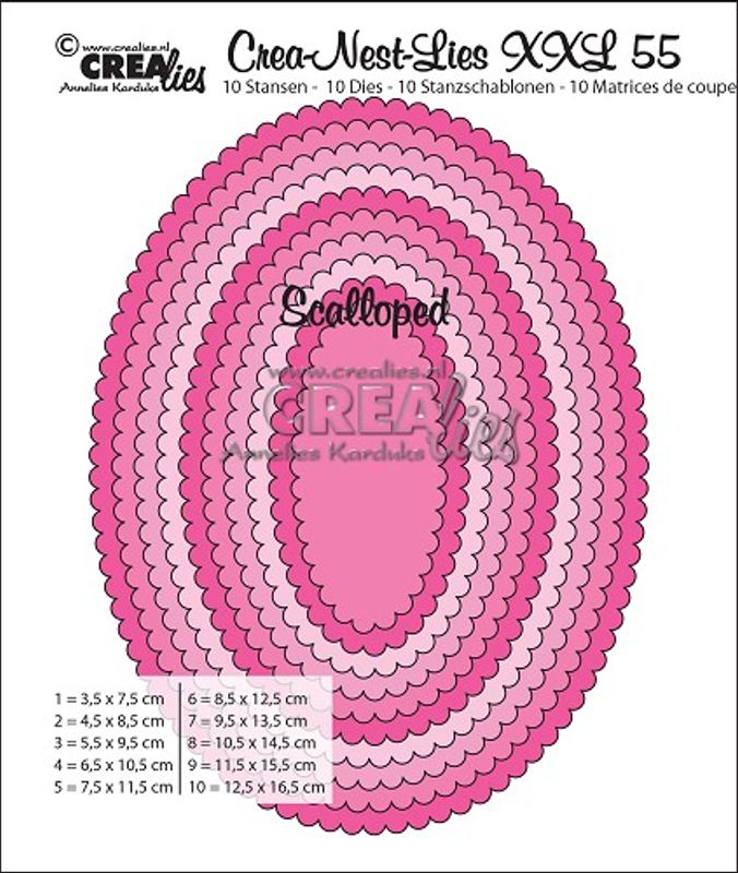 Crealies - Crea-Nest-Lies XXL  55 - Scalloped ovals