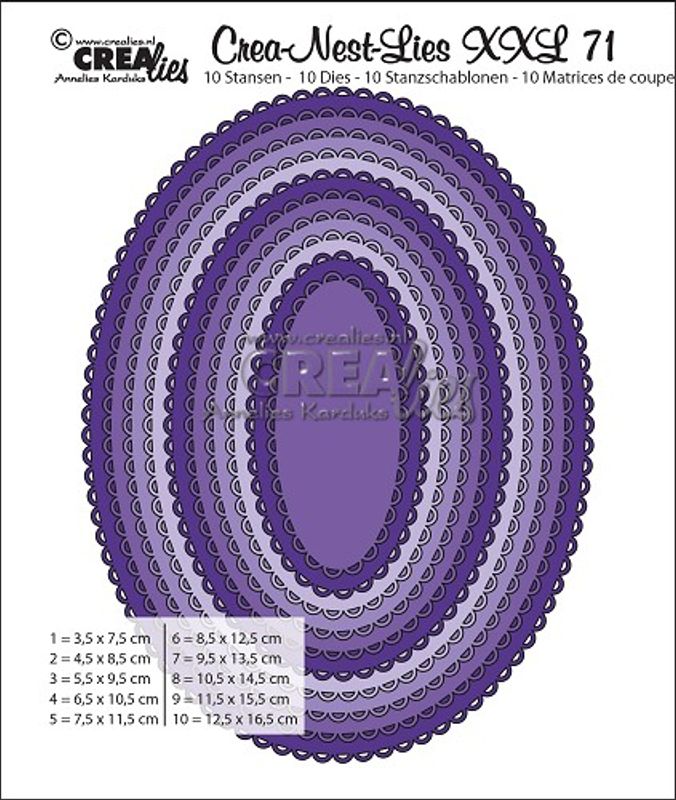 Crealies - Crea-Nest-Lies XXL  71 - Ovals with open scallop