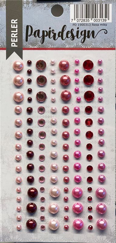 Papirdesign - PD1900313 - Halvperler & Bling - Rosa miks - 120 stk