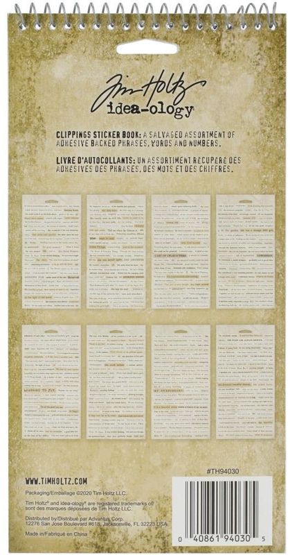 Tim Holtz - Idea-Ology - TH94030 - Clippings Sticker Book (622pc
