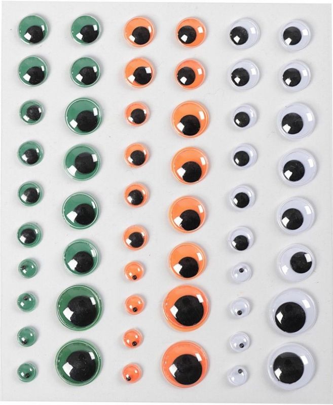 Creotime - Googly Eyes - Halloween - str. 6-15 mm - 54 stk