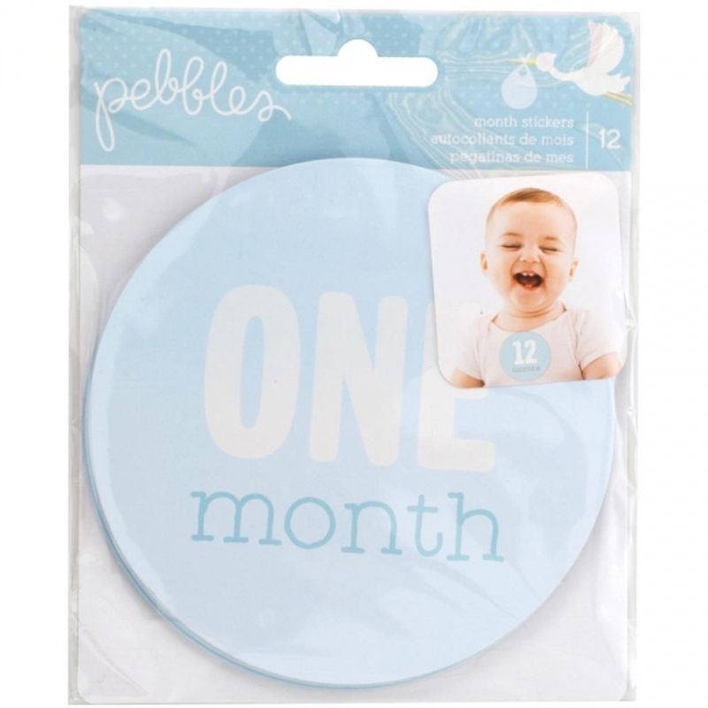 American Crafts - Pebbles - Lullaby - Month Stickers - Blue