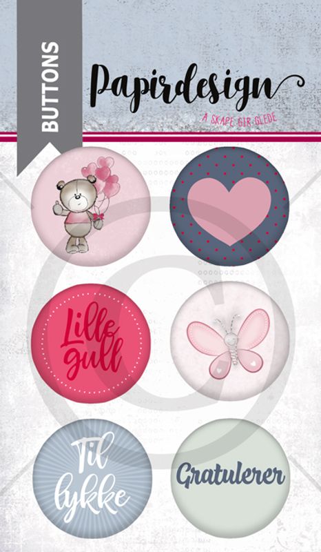 Papirdesign - Buttons - 1900216 - Lille gull, rosa