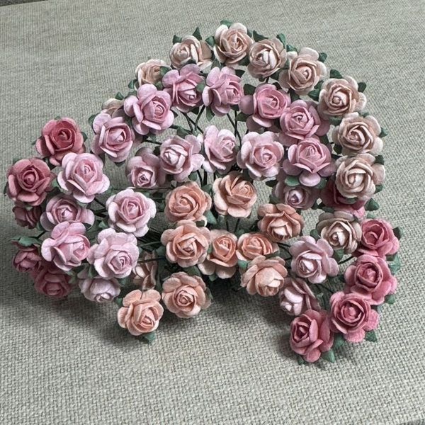 Papirdesign - Roser - 1,2cm - Rosa -> Vintage rosa miks