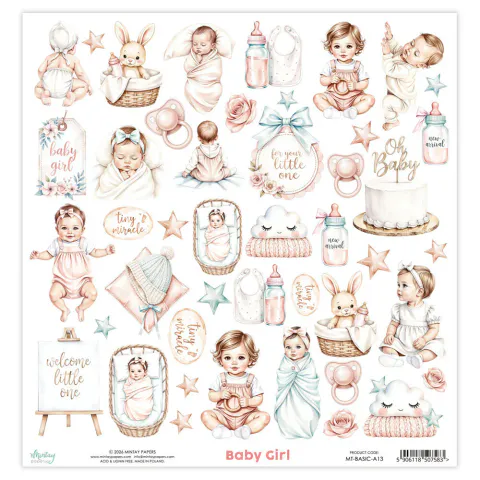 Hovedbilde Mintay - 12x12 - Basic Elements - A13 - Baby Girl - Fussy Cut Sheet