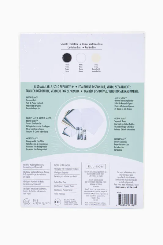 Sizzix - Smooth Cardstock - A4 - 270 g - White/Ivory/Black -60pk