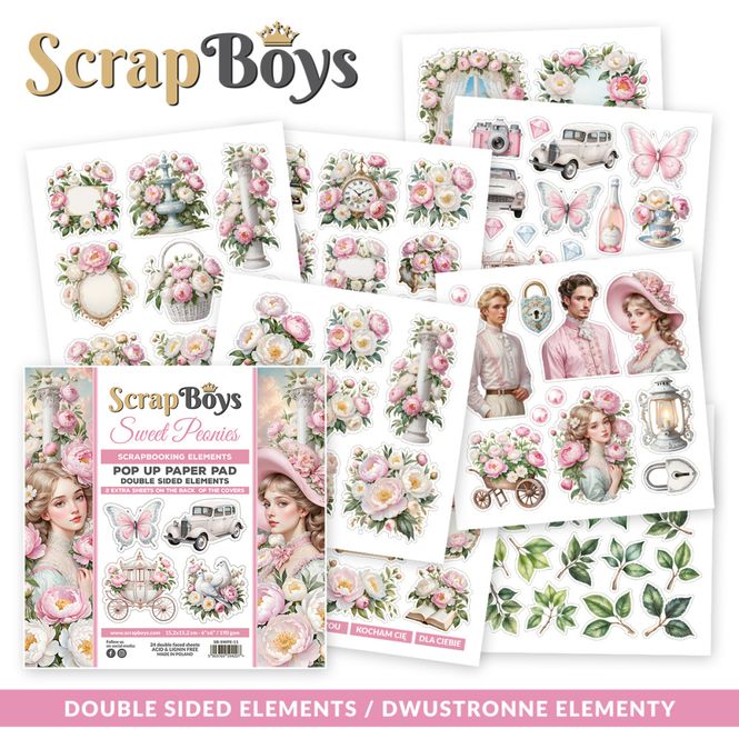 Hovedbilde ScrapBoys - Sweet Peonies - 6x6 - Pop up Paper pad