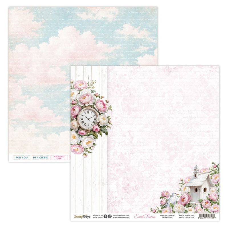 ScrapBoys - Sweet Peonies - 12x12 - Paper Pack