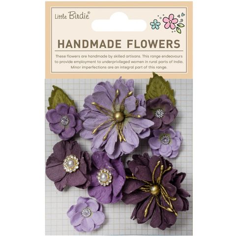 Hovedbilde Little Birdie - Handmade Flowers - Liora - Grape - 10 stk