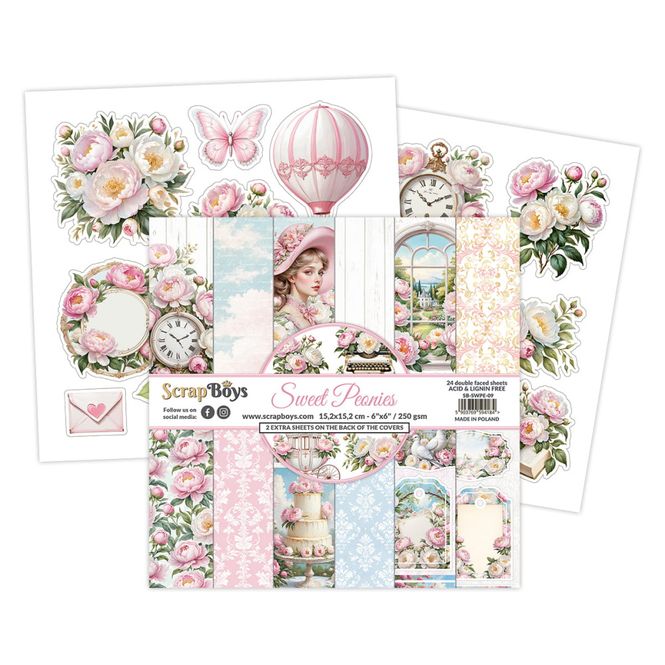 Hovedbilde ScrapBoys - Sweet Peonies - 6x6 - Paper pad