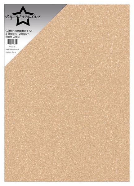 Paper Favourites - A4 - Glitter Cardstock - 210 - Rose Gold - 5pk