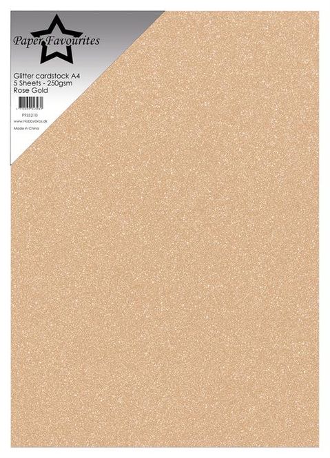 Hovedbilde Paper Favourites - A4 - Glitter Cardstock - 210 - Rose Gold - 5pk