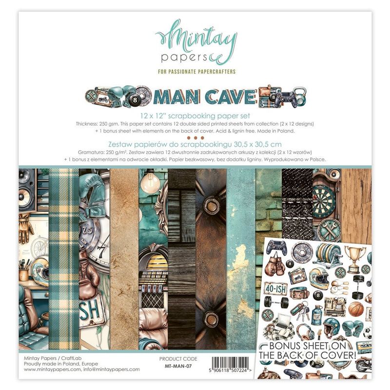 Mintay - MAN - 12x12 Paper Pad - Man Cave