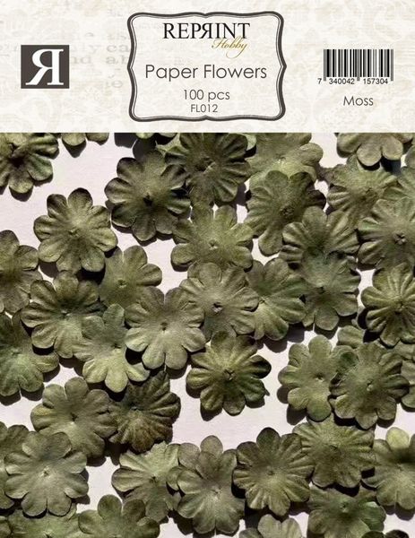 Reprint - FL012 - Mini Paper Flowers - 20mm - Moss - 100stk