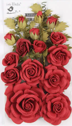 Hovedbilde Little Birdie - Handmade Flowers - Annis - Cardinal Red - 21 stk