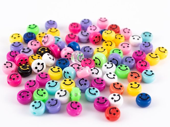 Hovedbilde Kort & Godt - GO1212 - Perler - Smiley Rund/flat - Farger - 10mm