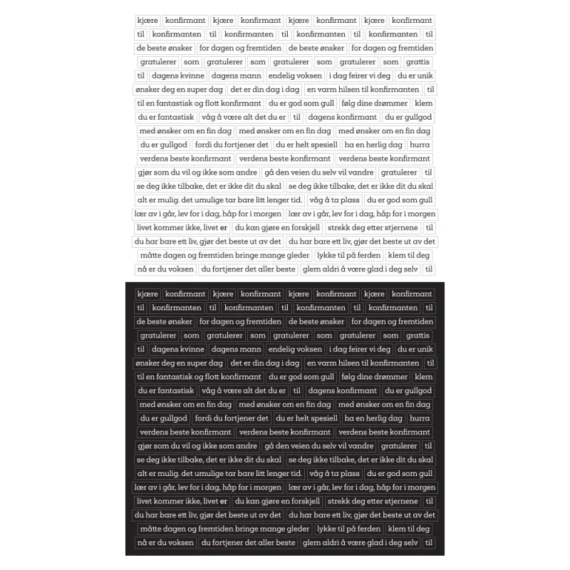 Kort & Godt - Stickers - ST1017 - Konfirmant - Hvit og sort