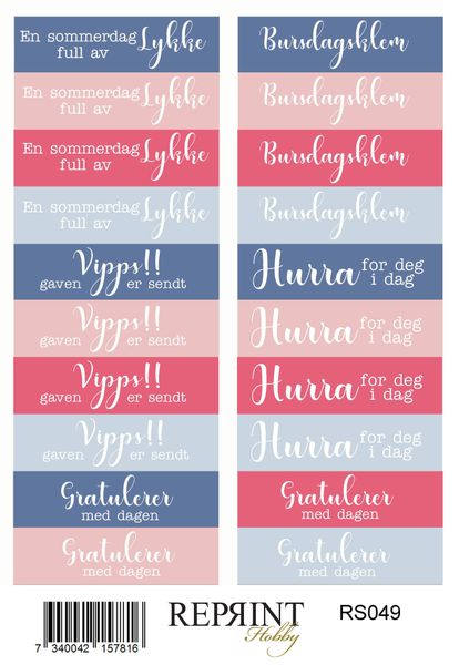 Reprint -  Paper Stickers - 11x16 cm - RS049 - Summer Garden