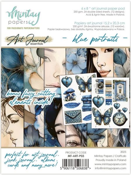 Mintay - 6x8 paper pad - Art journal - P03 - Blue Portraits