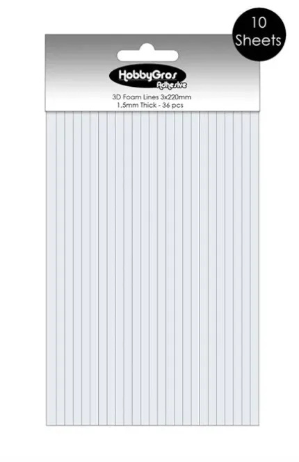 Hovedbilde HobbyGros - 3D Foam - Lines - 3mm x 22cm - h: 1,5 mm