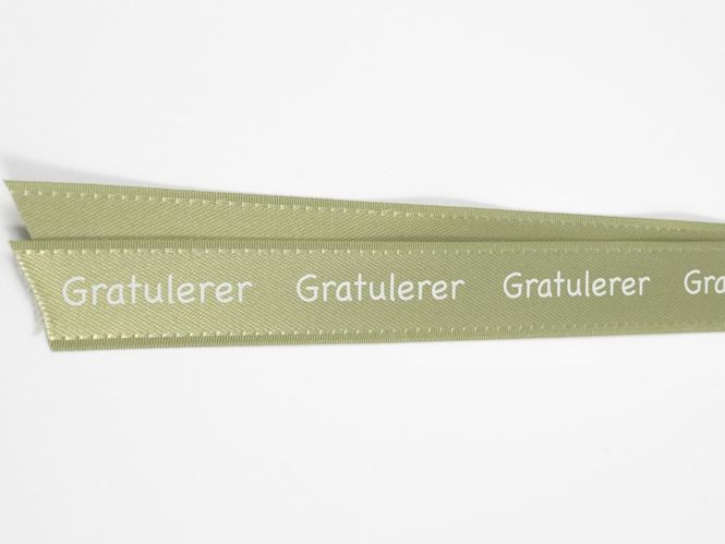 Hovedbilde Silkebånd - Gratulerer - Grønn - 16 mm - Metervare 
