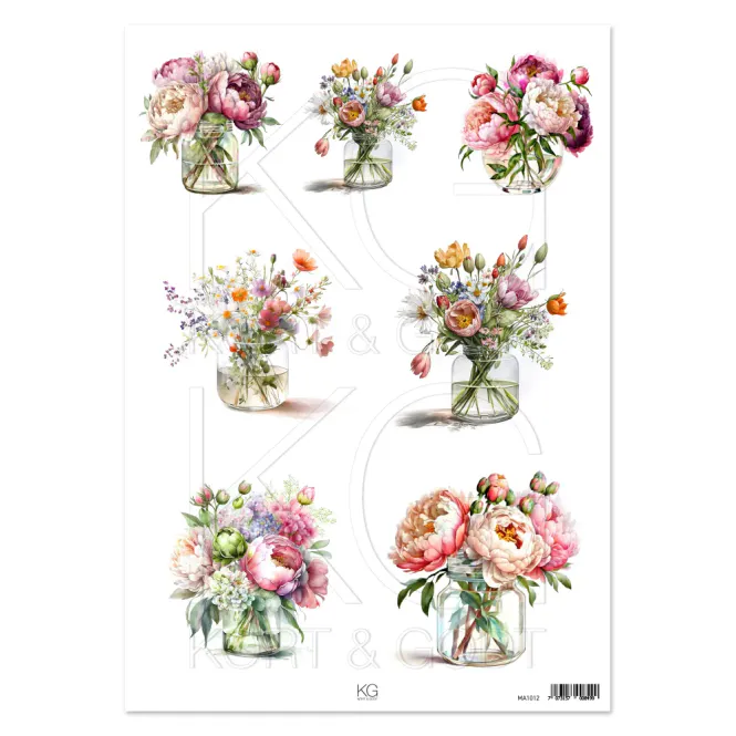 Hovedbilde Kort & Godt -  A4 Klippeark - MA1012 - Motivark - Blomster