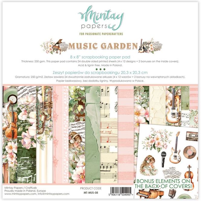 Hovedbilde Mintay - MUS - 8x8 Paper Pad - Music Garden