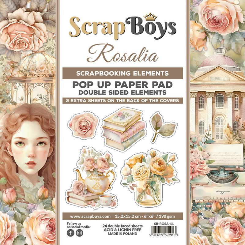 ScrapBoys - Rosalia - 6x6 - Pop up Paper pad