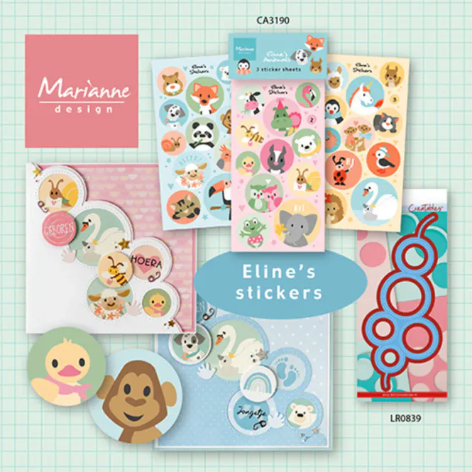 Hovedbilde Marianne Design - CA3190 - Stickers - Eline's Animals