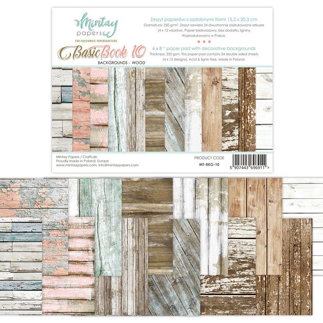 Hovedbilde Mintay - 6x8 paper pad - Basic Book 10 - Backgrounds - Wood