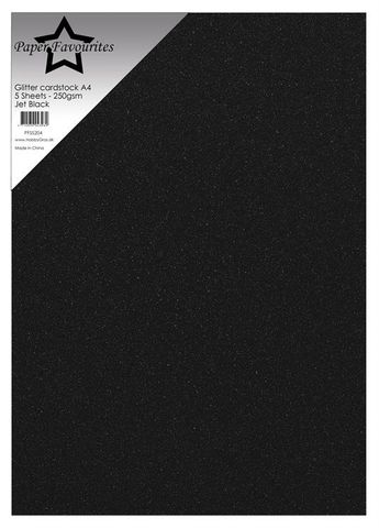 Hovedbilde Paper Favourites - A4 - Glitter Cardstock - 204 - Jet Black - 5pk