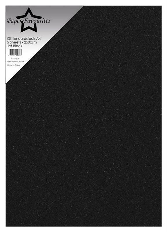 Paper Favourites - A4 - Glitter Cardstock - 204 - Jet Black - 5pk