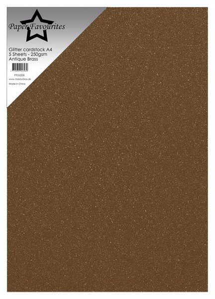 Paper Favourites - A4 - Glitter Cardstock - 208 - Antique Brass - 5pk