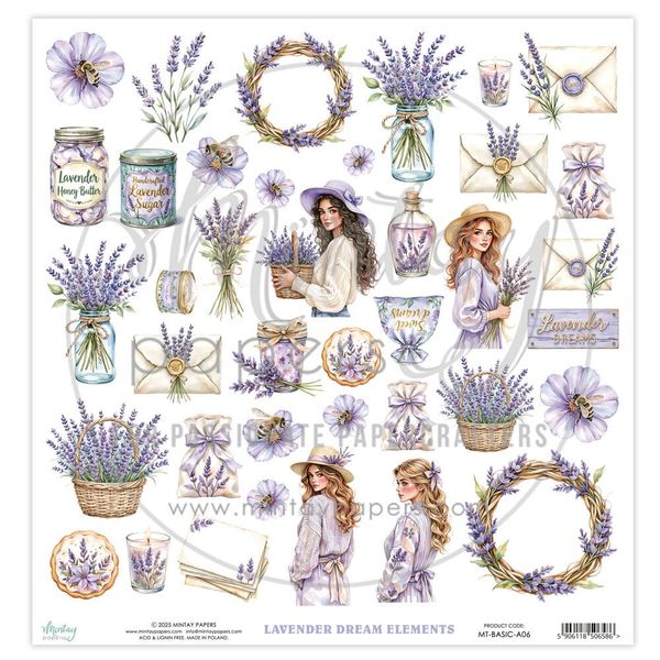 Mintay - 12x12 - Basic Elements - A06 - Lavender Dream - Fussy Cut Sheet