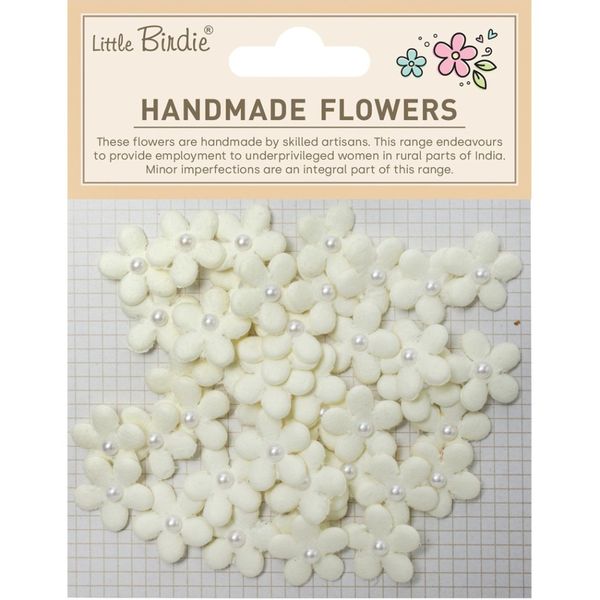 Little Birdie - Handmade Flowers - Janice - Ivory Pearl - 40 stk