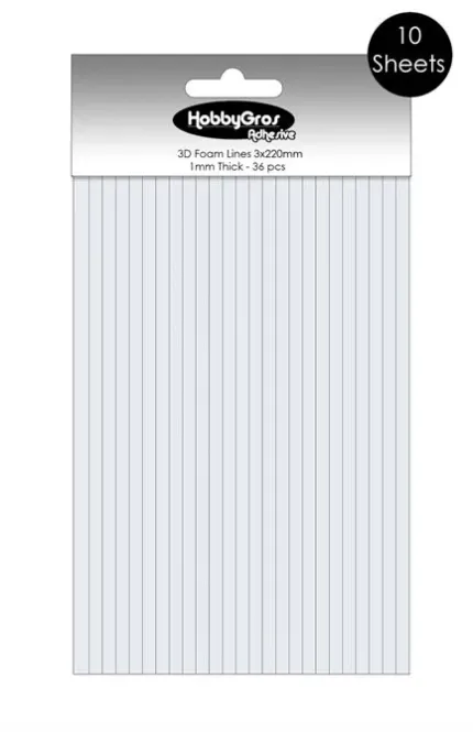 Hovedbilde HobbyGros - 3D Foam - Lines - 3mm x 22cm - h: 1 mm