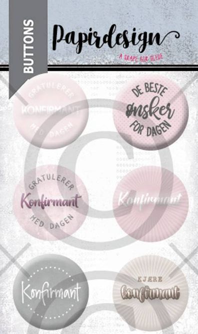 Hovedbilde Papirdesign - Buttons - 00933 - Konfirmant 9 (rosa)